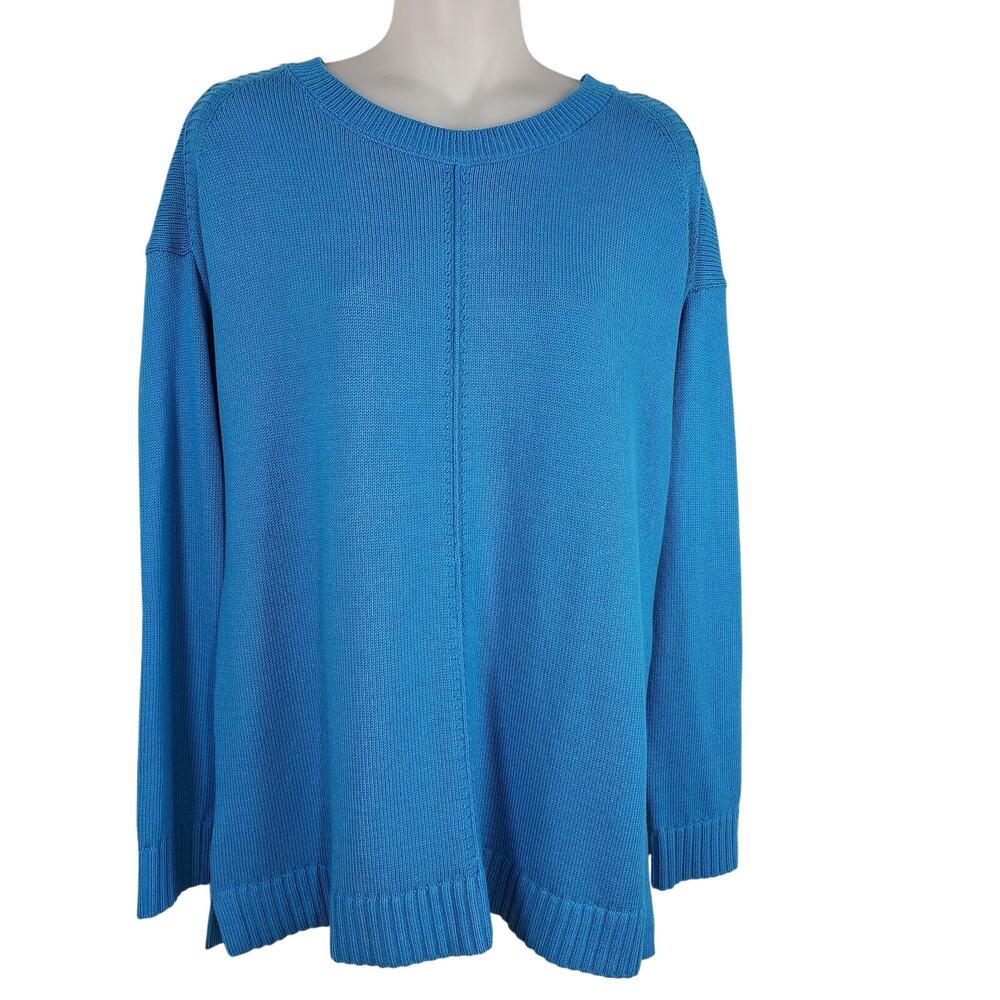 Talbots Petite Women's Drop Shoulder Tunic Sweater Size MP Pullover Relaxed Crew